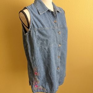 Sleeveless Denim Button Down